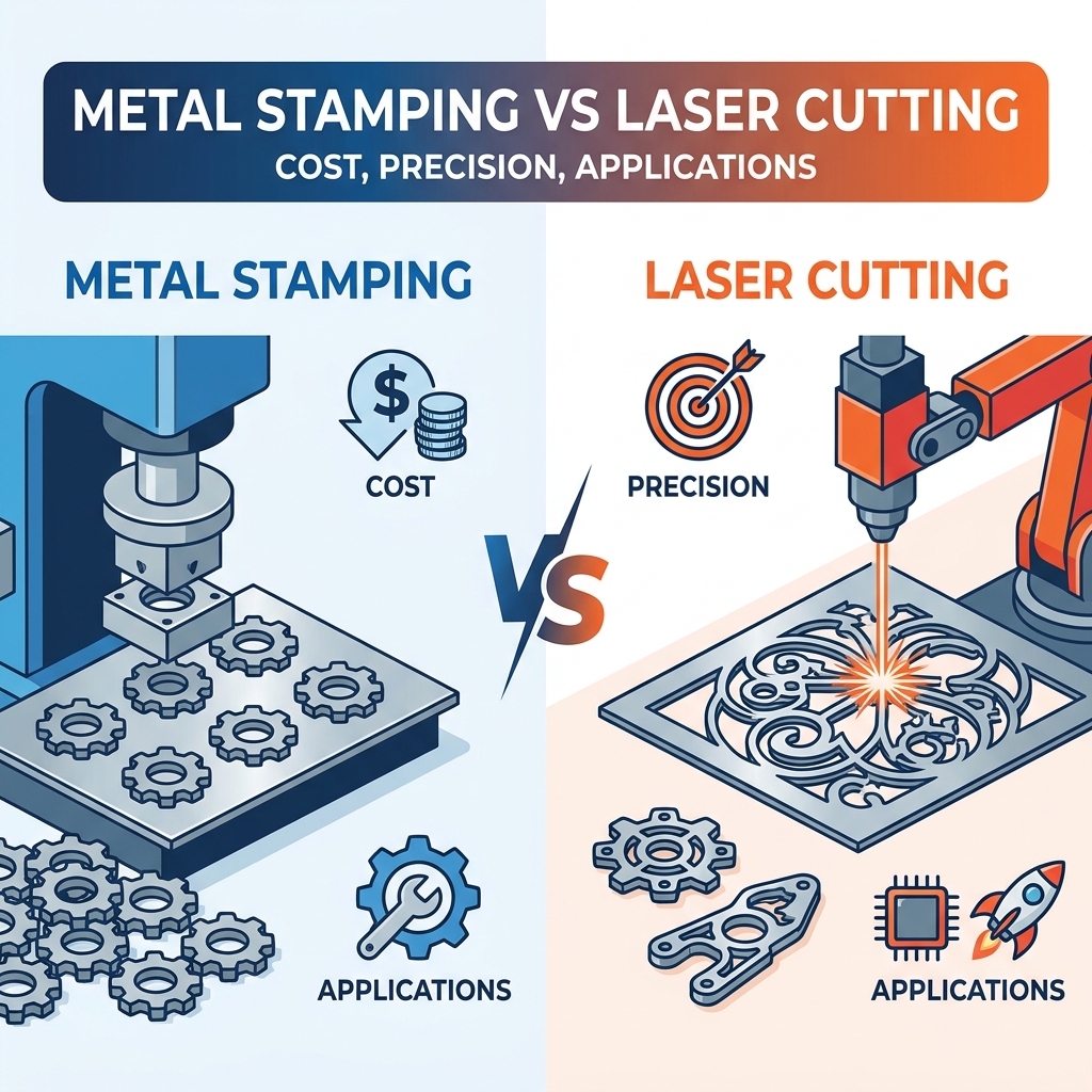 Estampado de metal versus corte por láser: costo, precisión y aplicaciones